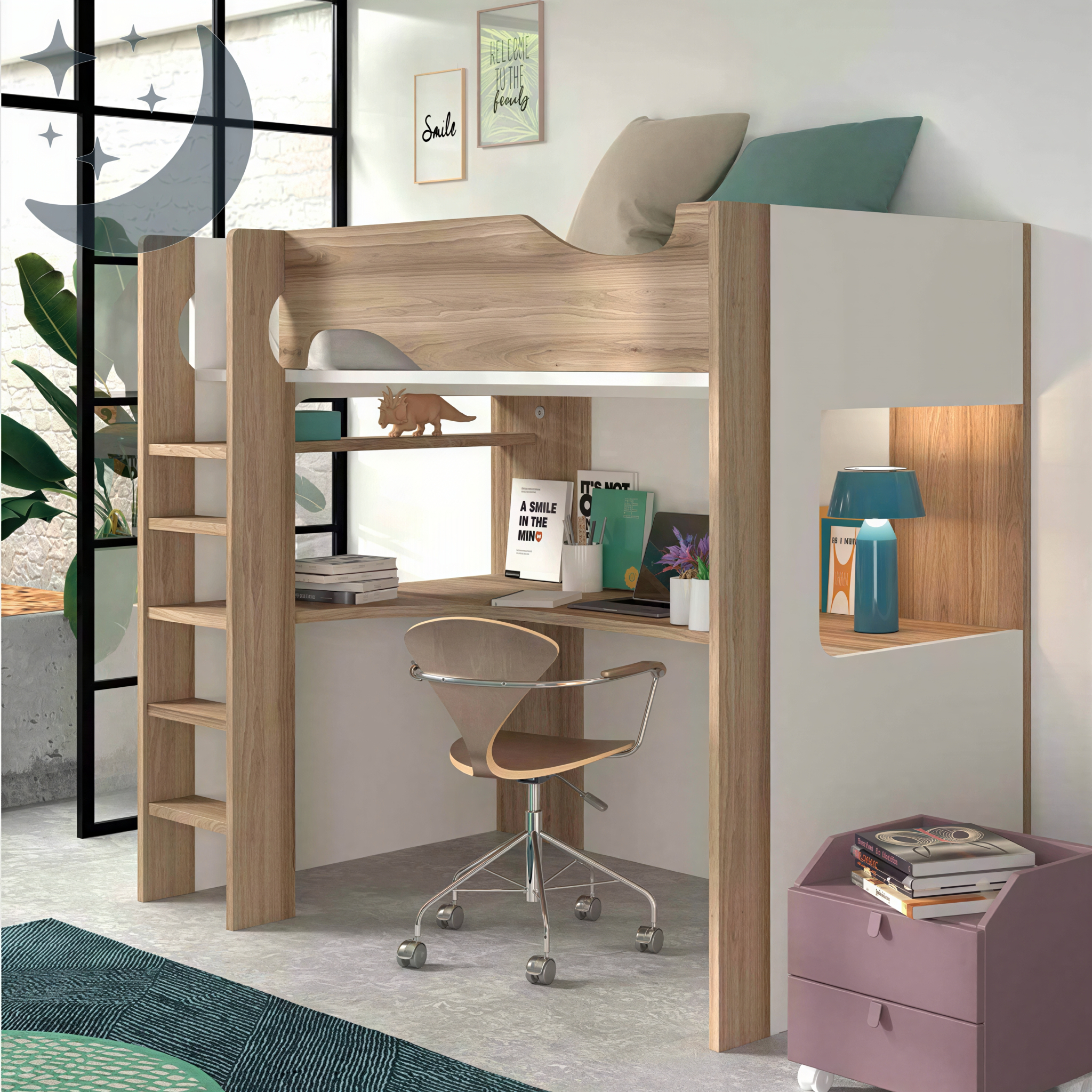Optimisez votre espace avec ce lit mezzanine de 119cm