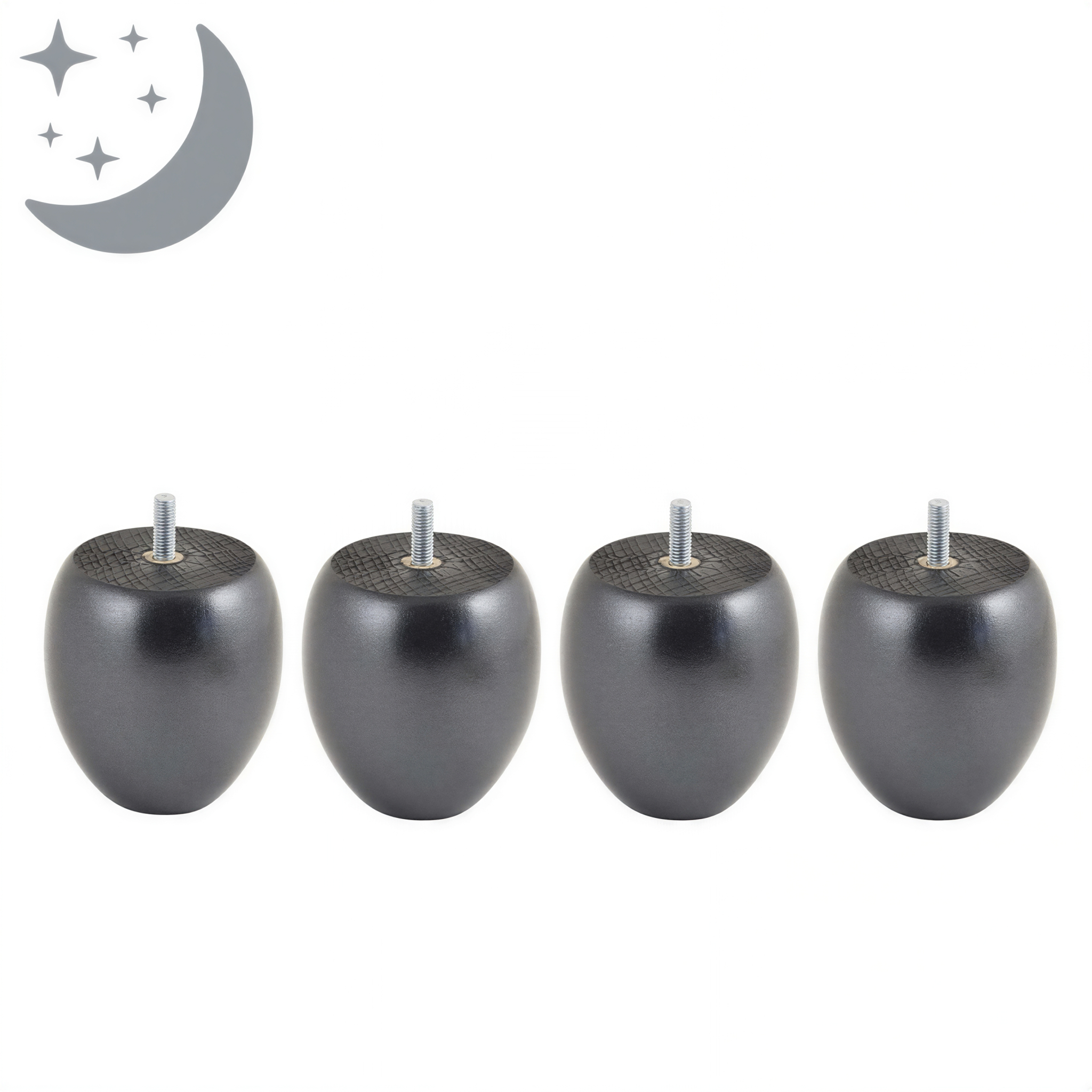Jeu de 4 Pieds Boule Nacre Noir 9cm | Ma Literie Française