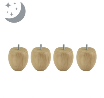 Ce jeu de 4 pieds boule en bois naturel rehausse de 9cm