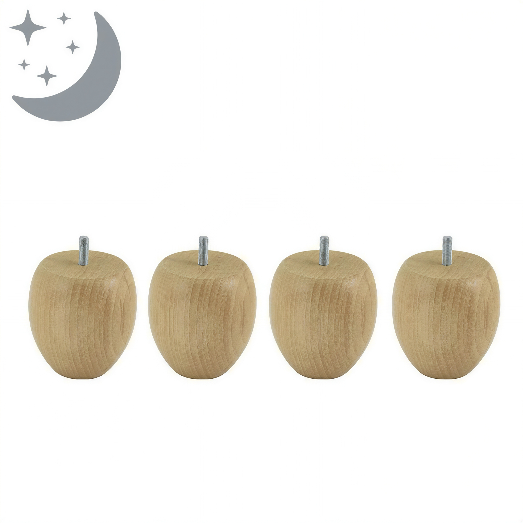 Ce jeu de 4 pieds boule en bois naturel rehausse de 9cm