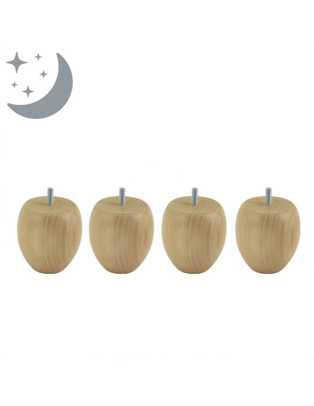 Ce jeu de 4 pieds boule en bois naturel rehausse de 9cm