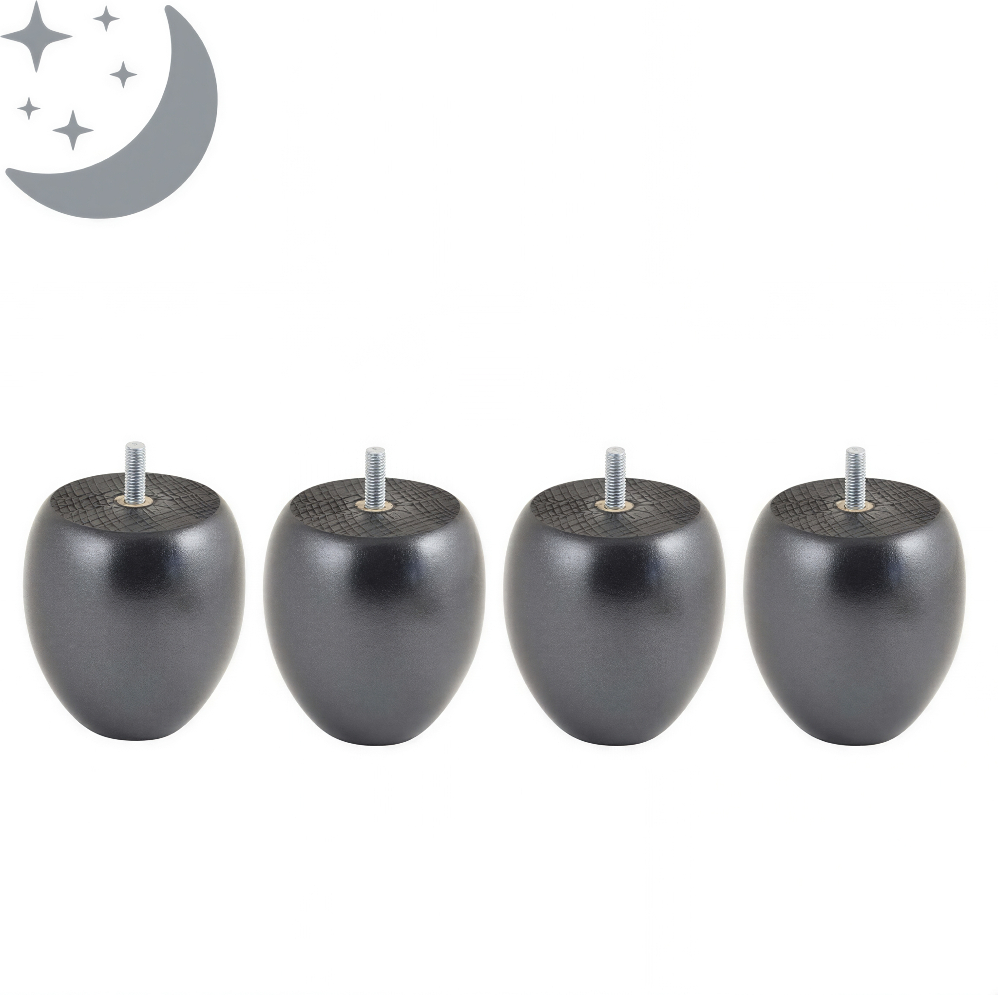 Jeu de 4 Pieds Boule Nacre Noir 9cm | Ma Literie Française