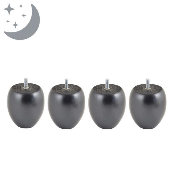 Jeu de 4 Pieds Boule Nacre Noir 9cm | Ma Literie Française
