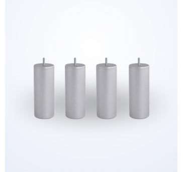 Ce jeu de 4 pieds cylindriques gris alu stabilise votre lit