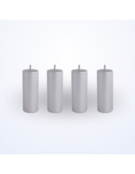 Ce jeu de 4 pieds cylindriques gris alu stabilise votre lit