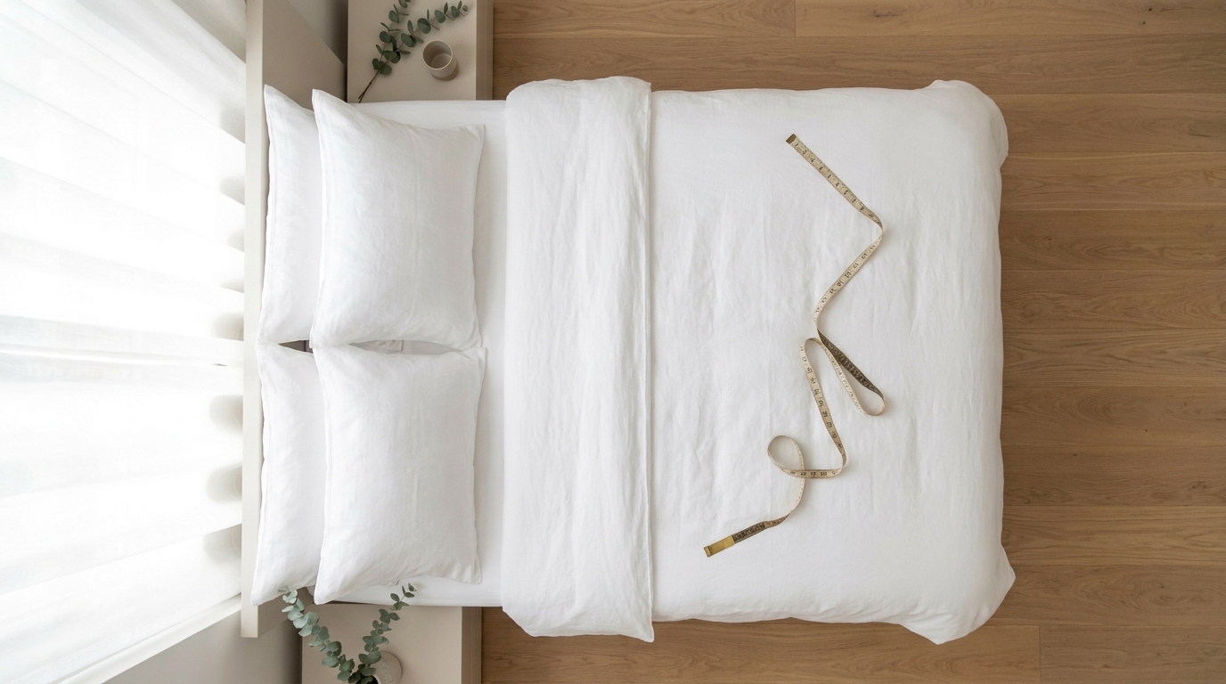 Vue aérienne d'un lit parfaitement fait